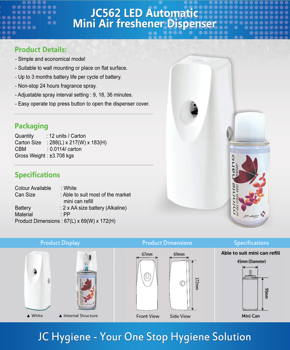 JC562 led automatic mini air freshenser dispenser